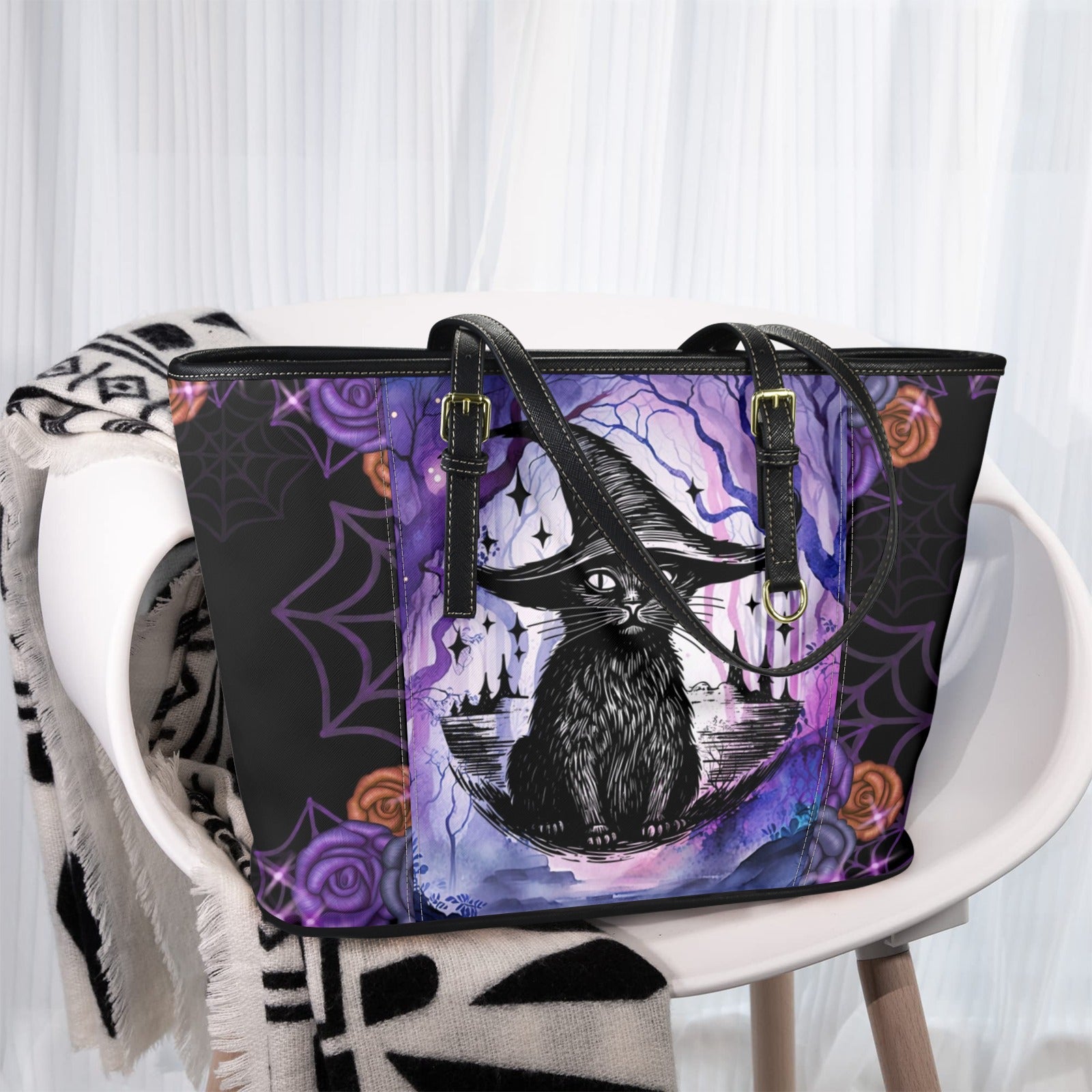 Gothic black cat Halloween Tote Bag-MoonChildWorld