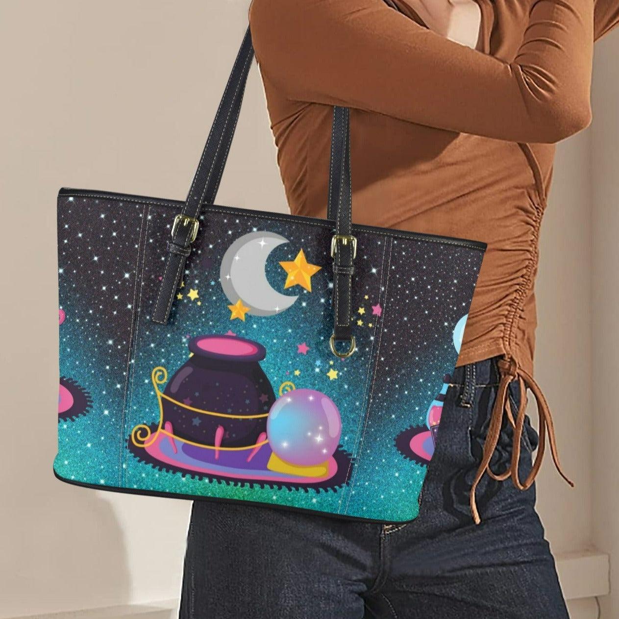 Magic Cauldron Witch Tote Bag-MoonChildWorld