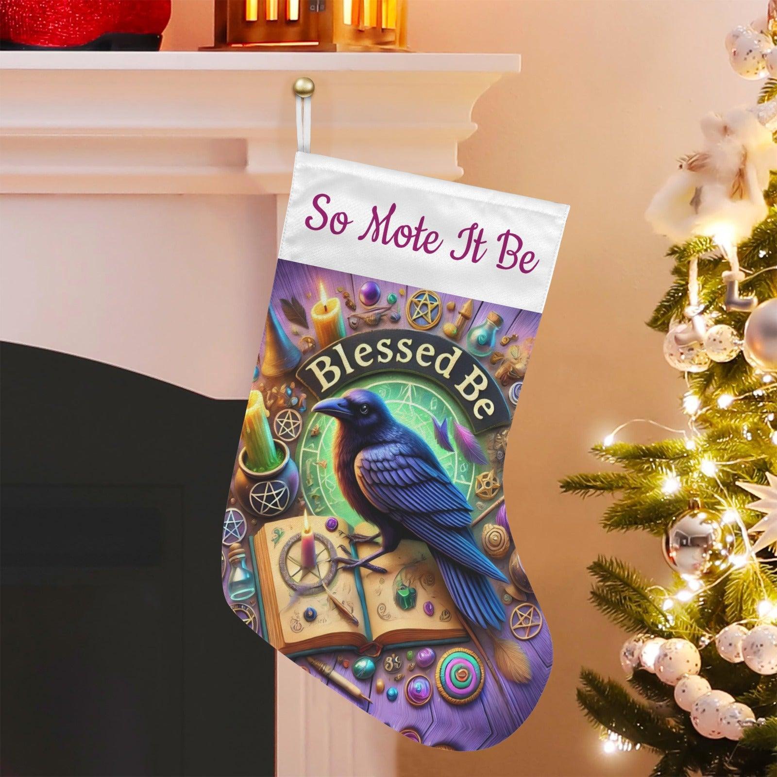 Gothic Raven Witch Crow Christmas Stocking for Yule Decorations-MoonChildWorld