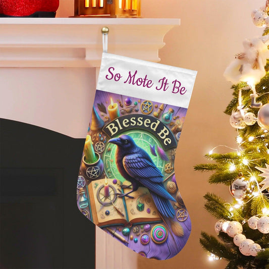 Gothic Raven Witch Crow Christmas Stocking for Yule Decorations