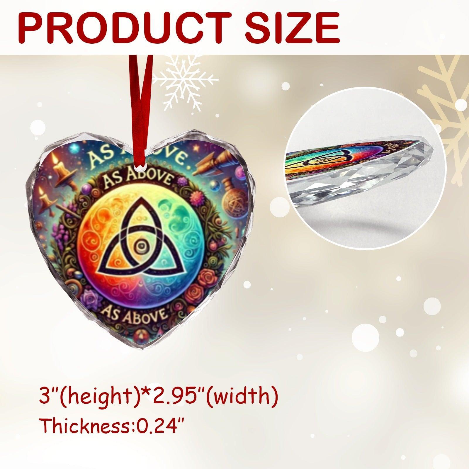 Celtic Knot Triquetra Pagan Christmas Heart-Shaped Crystal Glass Ornament-MoonChildWorld
