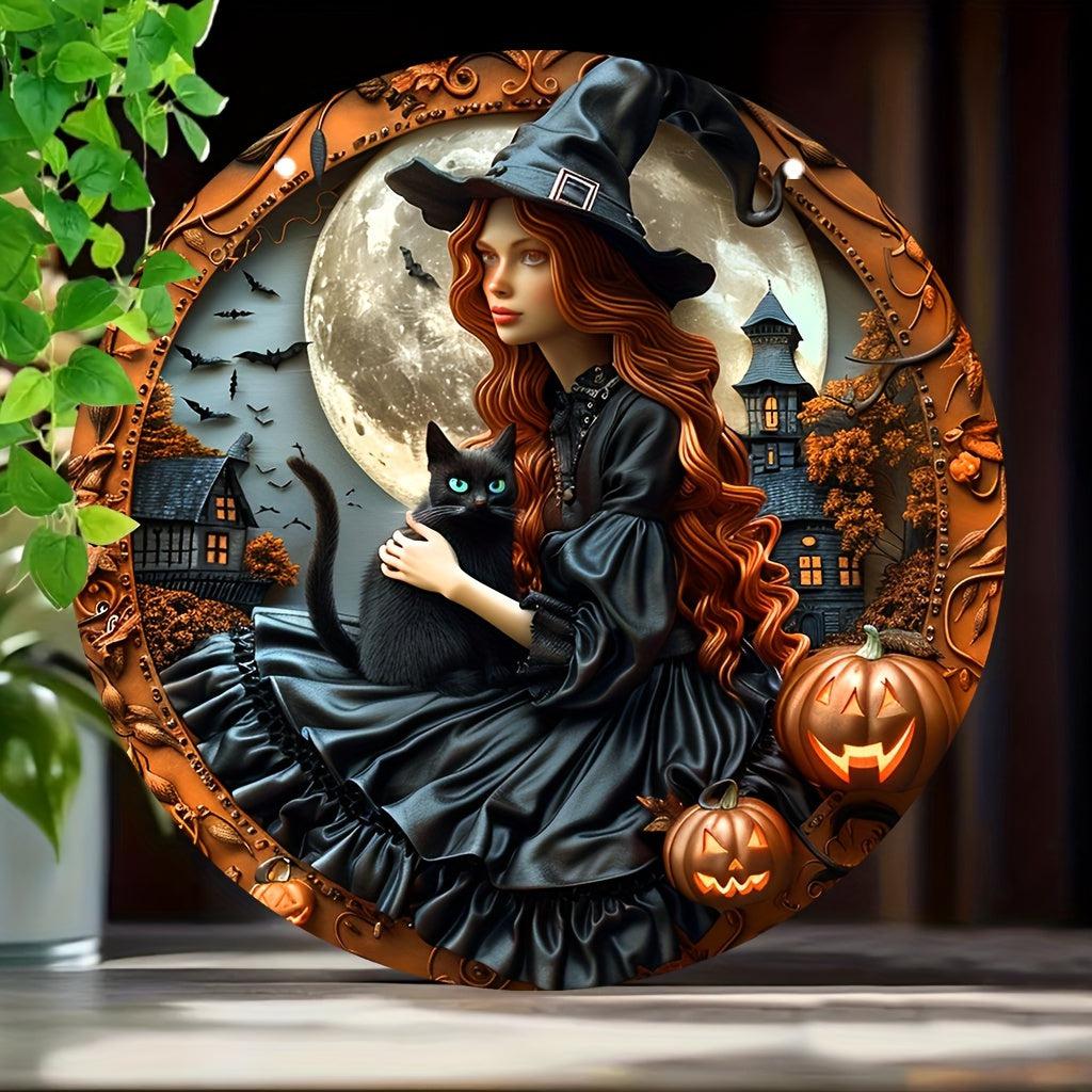 Witch Reading Book Metal Sign Witchy Wall Decor-MoonChildWorld