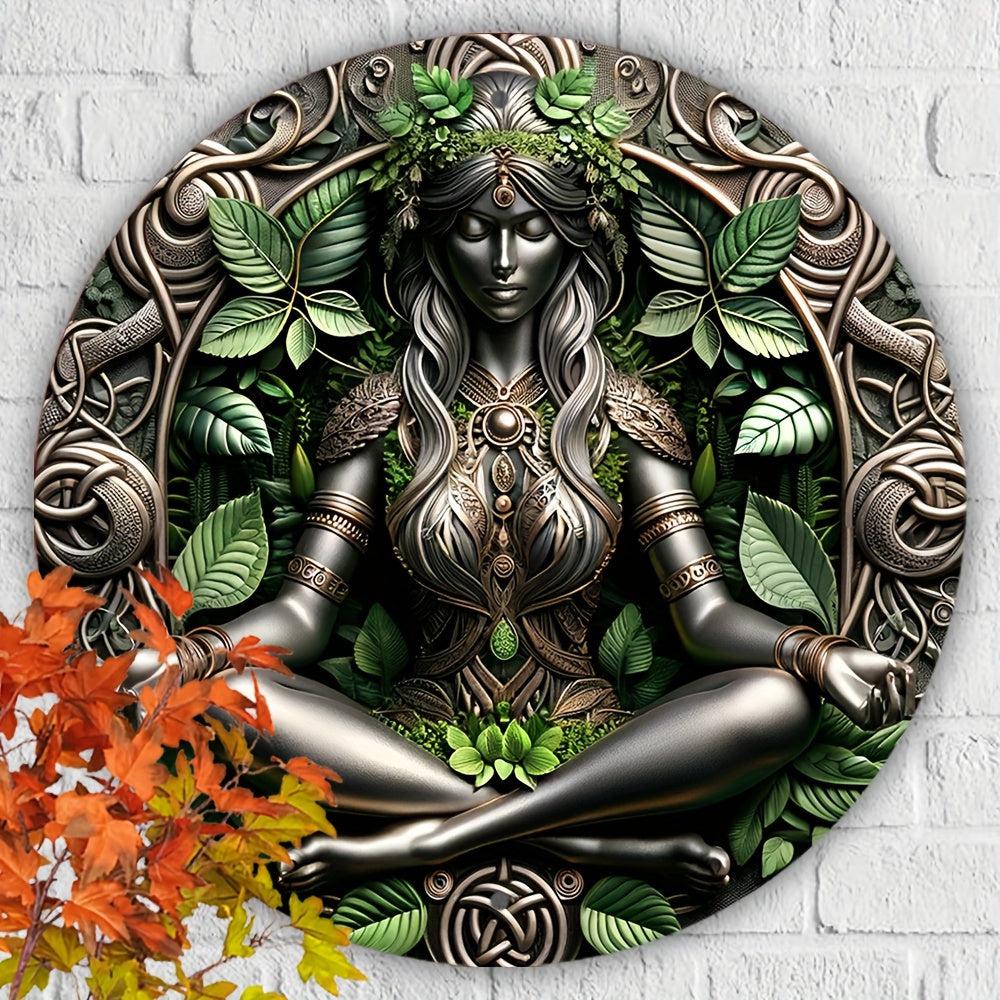 Gaia Goddess Earth Metal Sign Mother Earth Wall Art Pagan Decor-MoonChildWorld