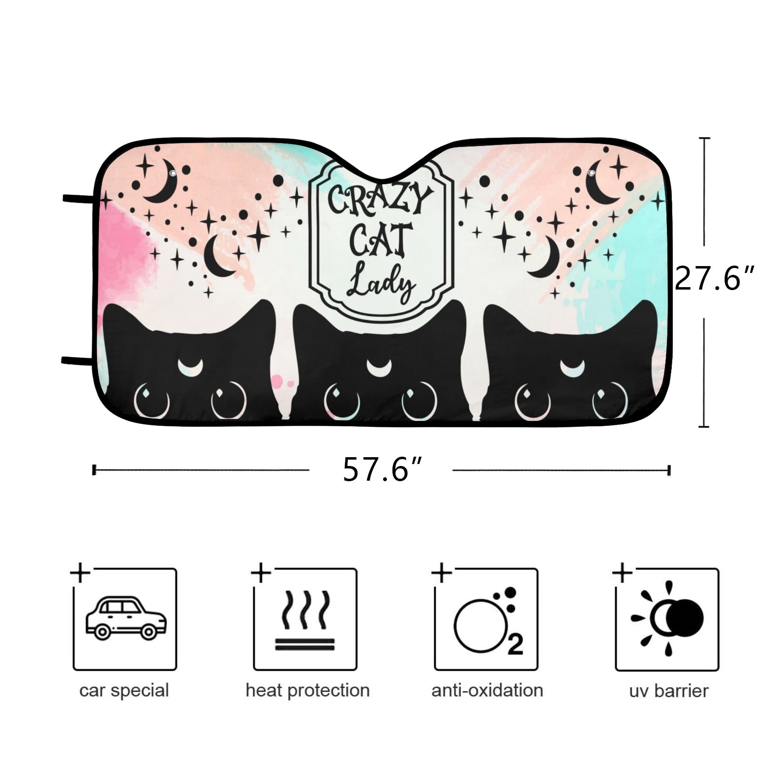 Crazy Cat Lady Witchy Car Sun Shade-MoonChildWorld