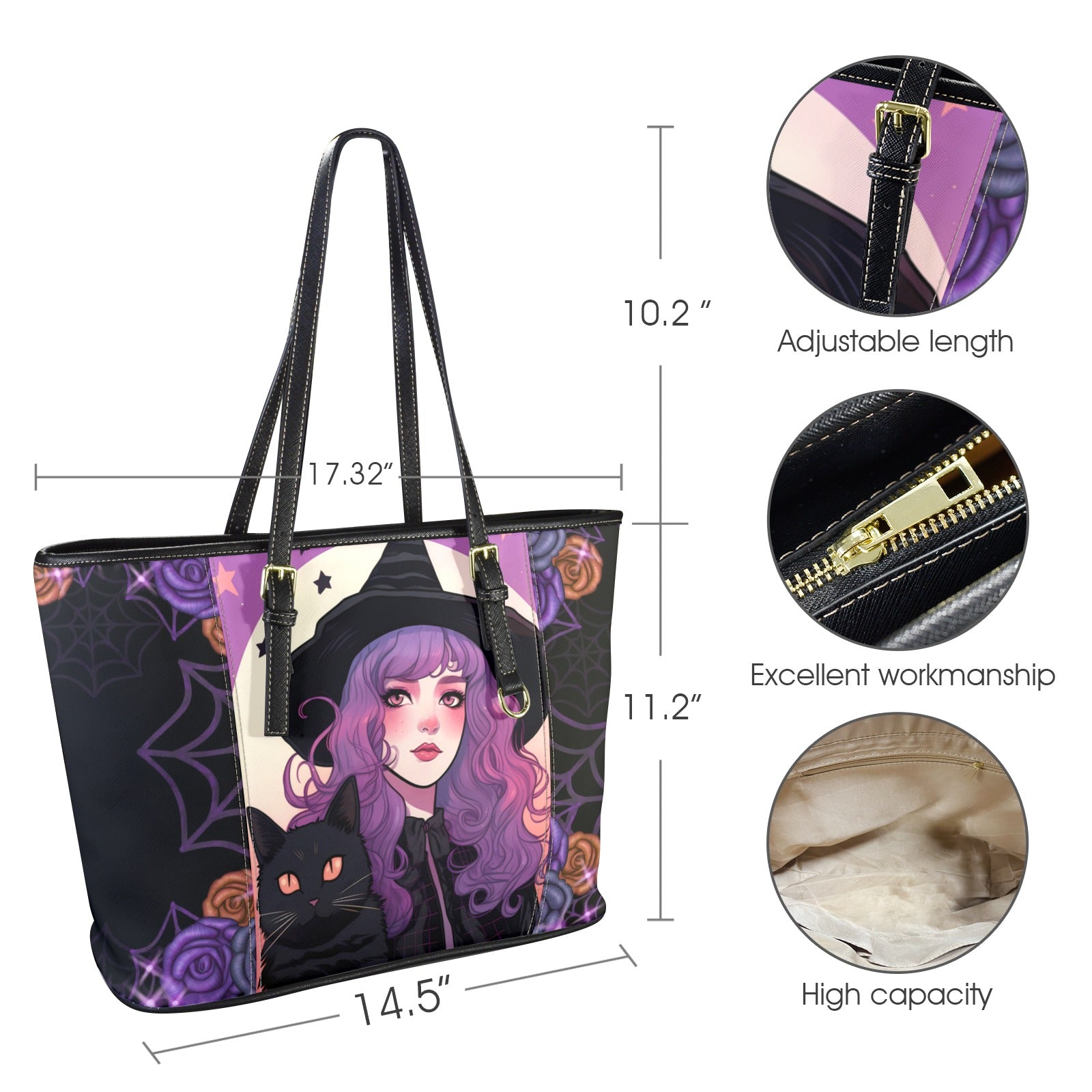 Black cat and Witch Tote Bag-MoonChildWorld