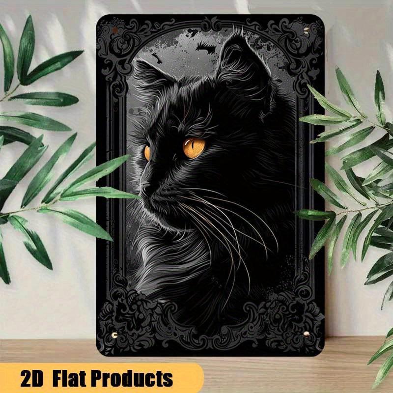 Spirit Cat Wall Art Wicca Black Cat Metal Sign Gothic Wall Decor-MoonChildWorld