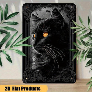 Spirit Cat Wall Art Wicca Black Cat Metal Sign Gothic Wall Decor