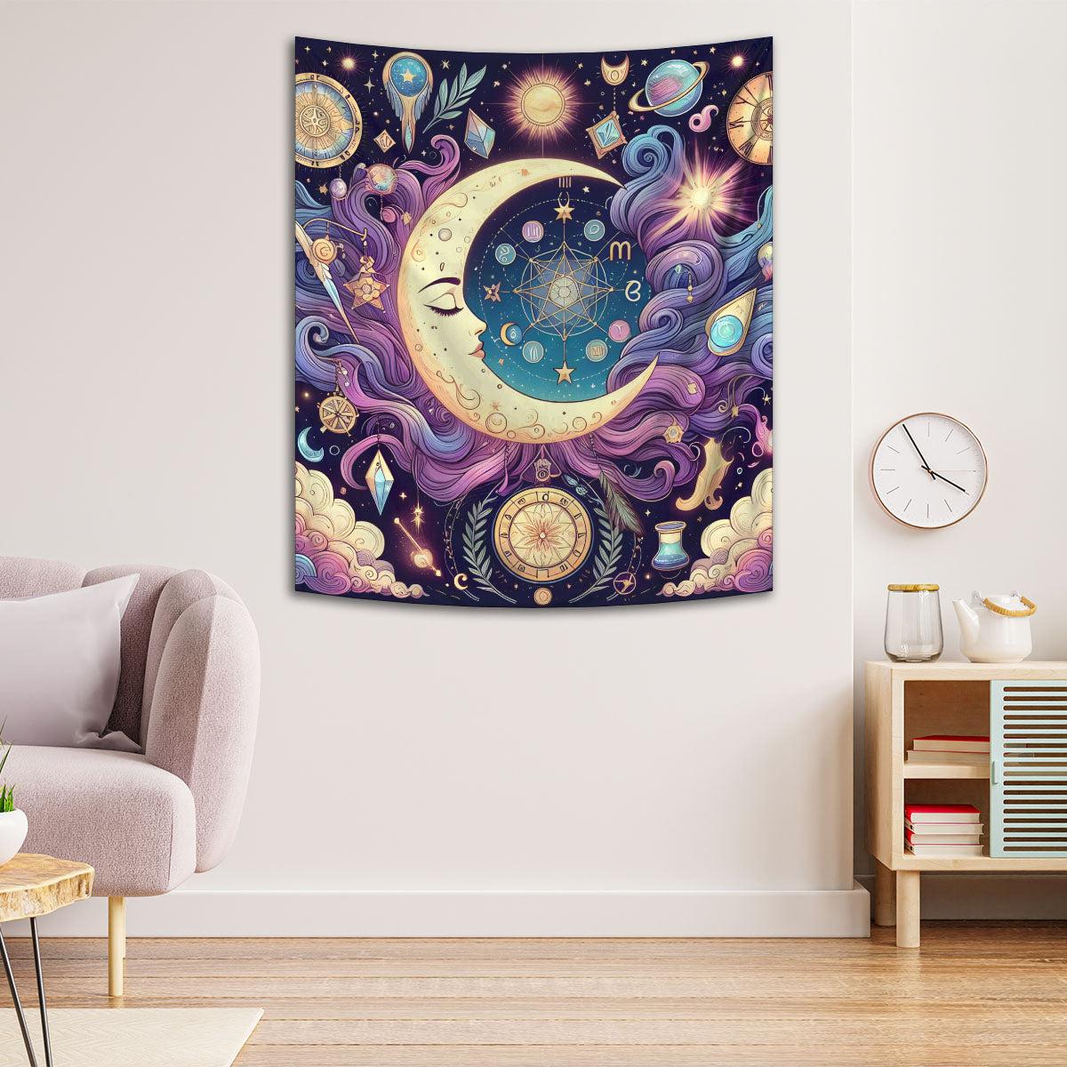 Crescent Moon Tapestry Witchcraft Pagan Wall Hanging