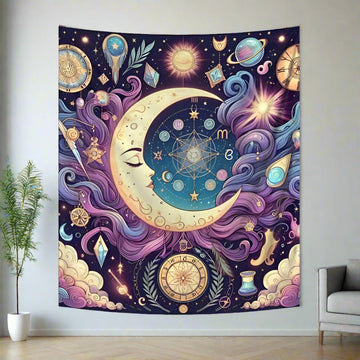 Crescent Moon Tapestry Witchcraft Pagan Wall Hanging-MoonChildWorld