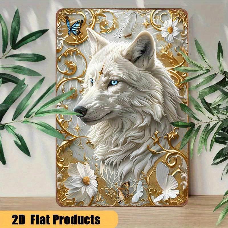 Majestic White Wolf Wall Art Spirit Wolf Metal Sign-MoonChildWorld