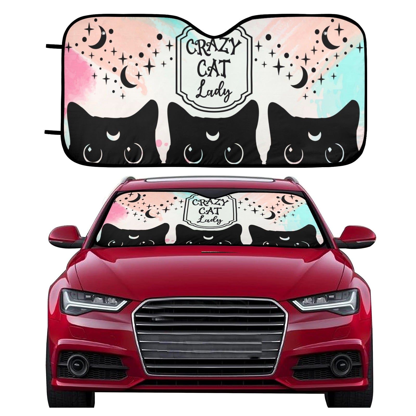 Crazy Cat Lady Witchy Car Sun Shade-MoonChildWorld