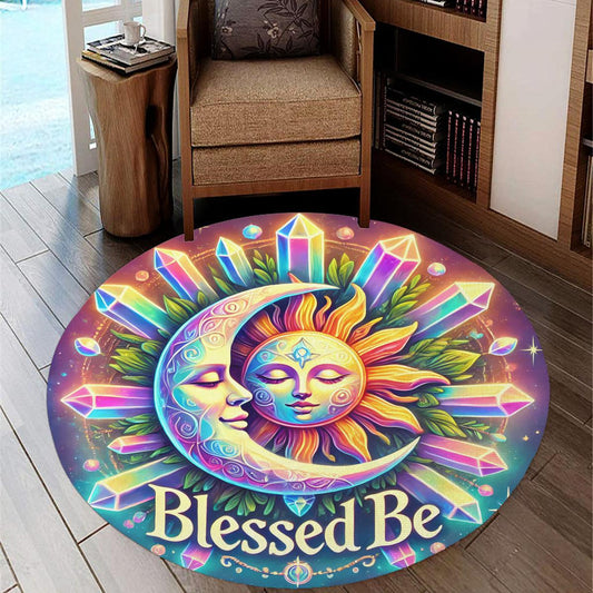Celestial Sun Moon Goddess Round Rug Wicca Carpet for Pagan Home Decor