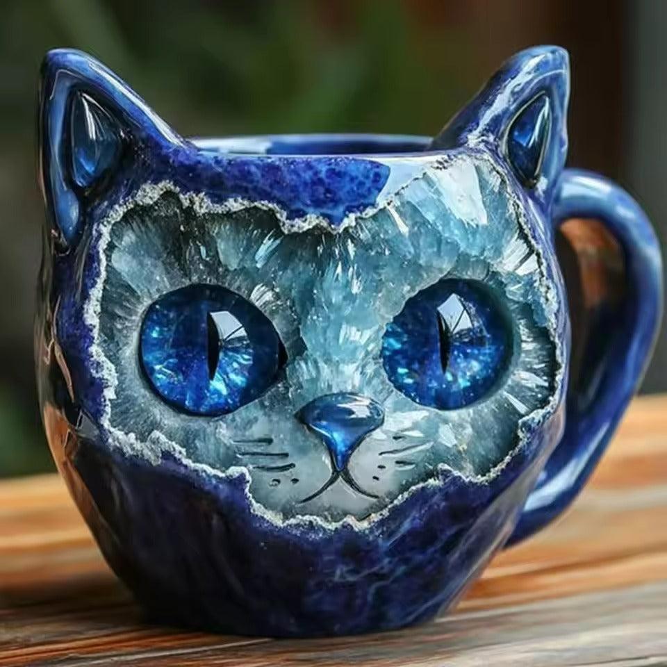 Mineral Crystal Resin Cat Coffee Cup - Creative Cat Lover Coffee Mug - Witchy Cat Mug-MoonChildWorld