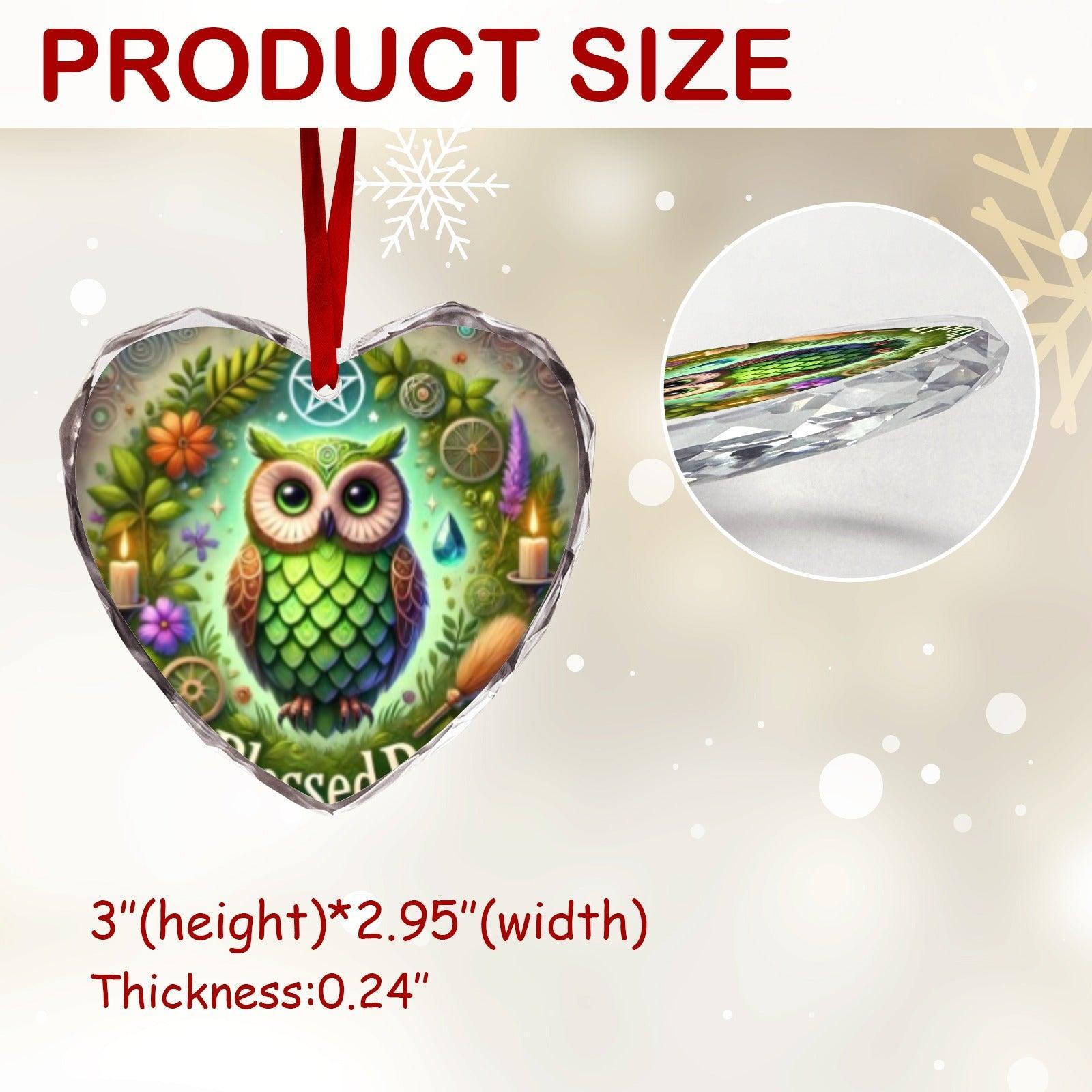 Mystic Owl Wicca Yule Heart-Shaped Crystal Glass Ornament-MoonChildWorld