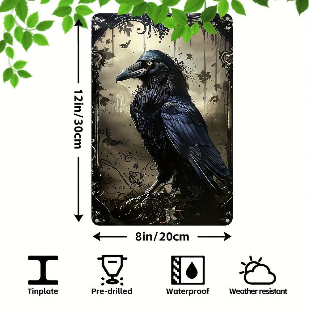 Black Raven Wall Hanging Gothic Crow Wall Art Decorative Sign with Raven Theme-MoonChildWorld