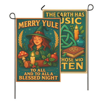 Merry Yule Witchy Garden Flag and Wiccan House Flag for Pagan Yule Home Decor