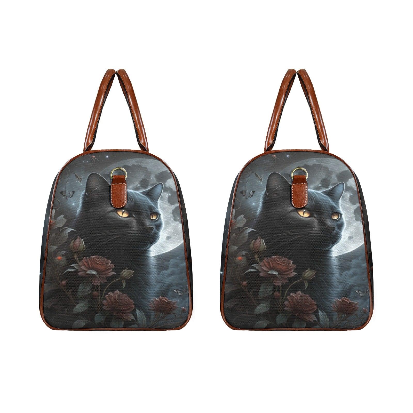 Moon Black Cat Gothic Travel Bag-MoonChildWorld