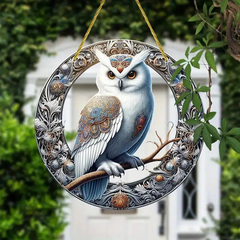 Glamorous Owl Suncatcher Moon Owl Hanging Ornament Window Decorations-MoonChildWorld