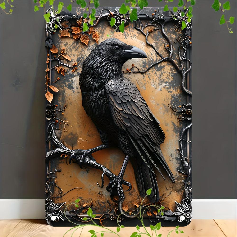 Gothic Crow Wall Sign Black Raven Metal Sign-MoonChildWorld