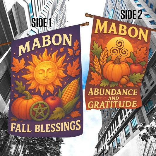 Wiccan Mabon Sabbat Garden Flag and House Flag for Pagan Home Decor