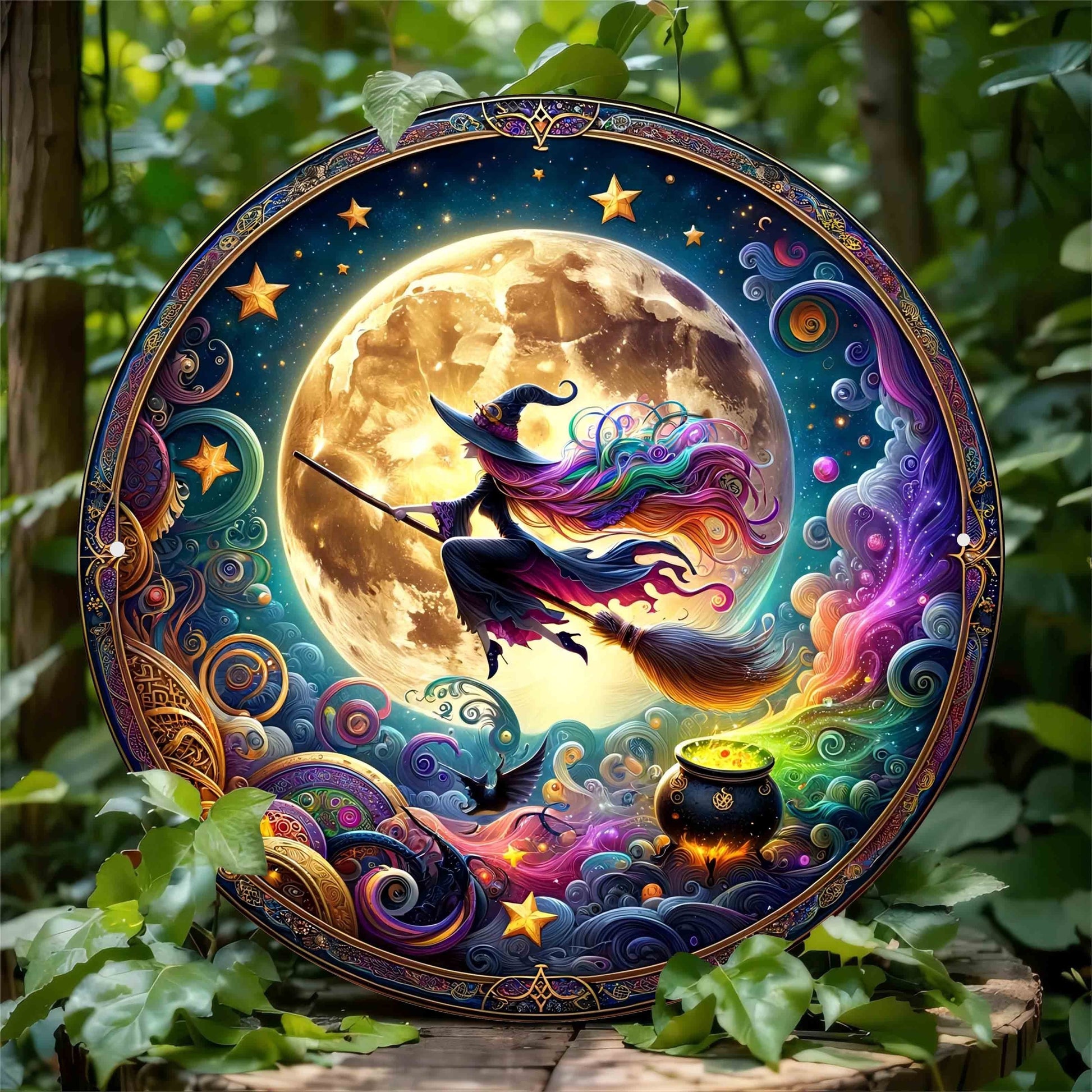 Enchanted Witch Metal Sign Witchy Wall Art Halloween Decor-MoonChildWorld