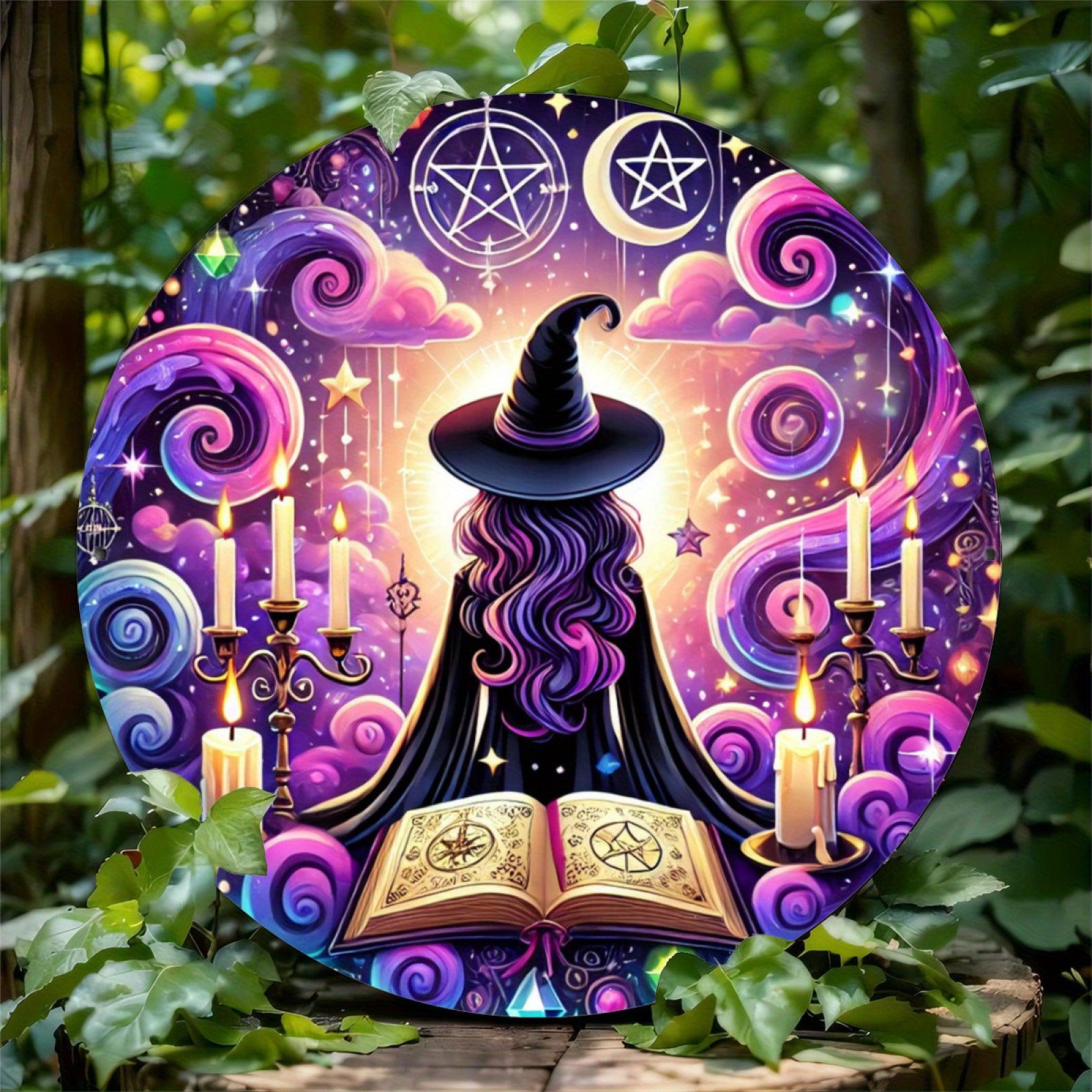 Witchy Christmas Wall Decor Mystic Witch Metal Sign for Pagan Yule Home Decorations-MoonChildWorld