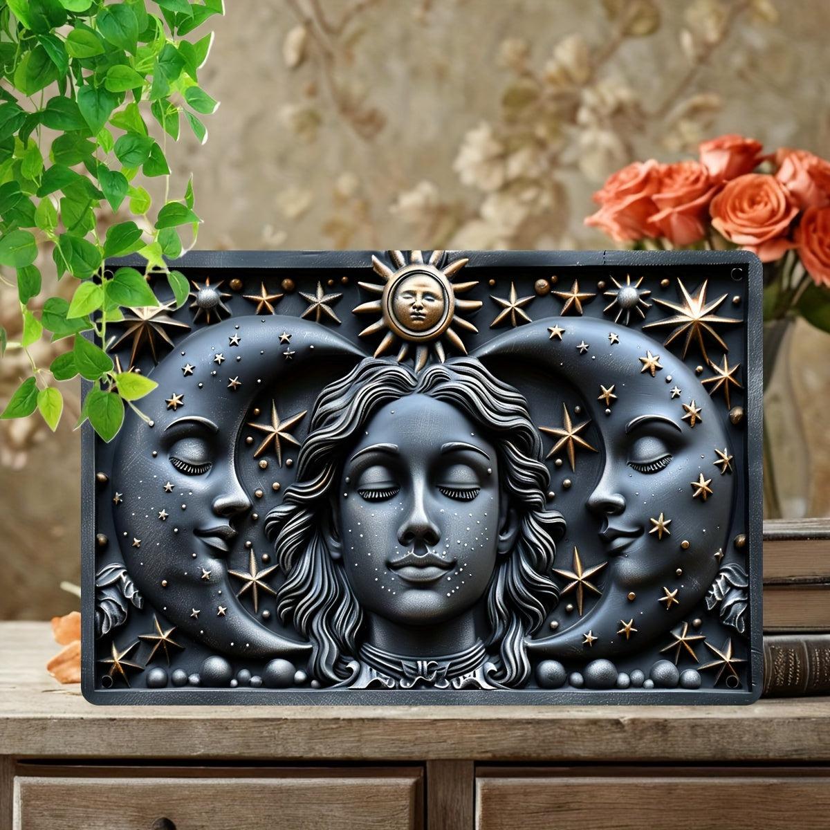 Luna Goddess Metal Sign Sun Moon Goddess Wall Art Celestial Wall Decor-MoonChildWorld