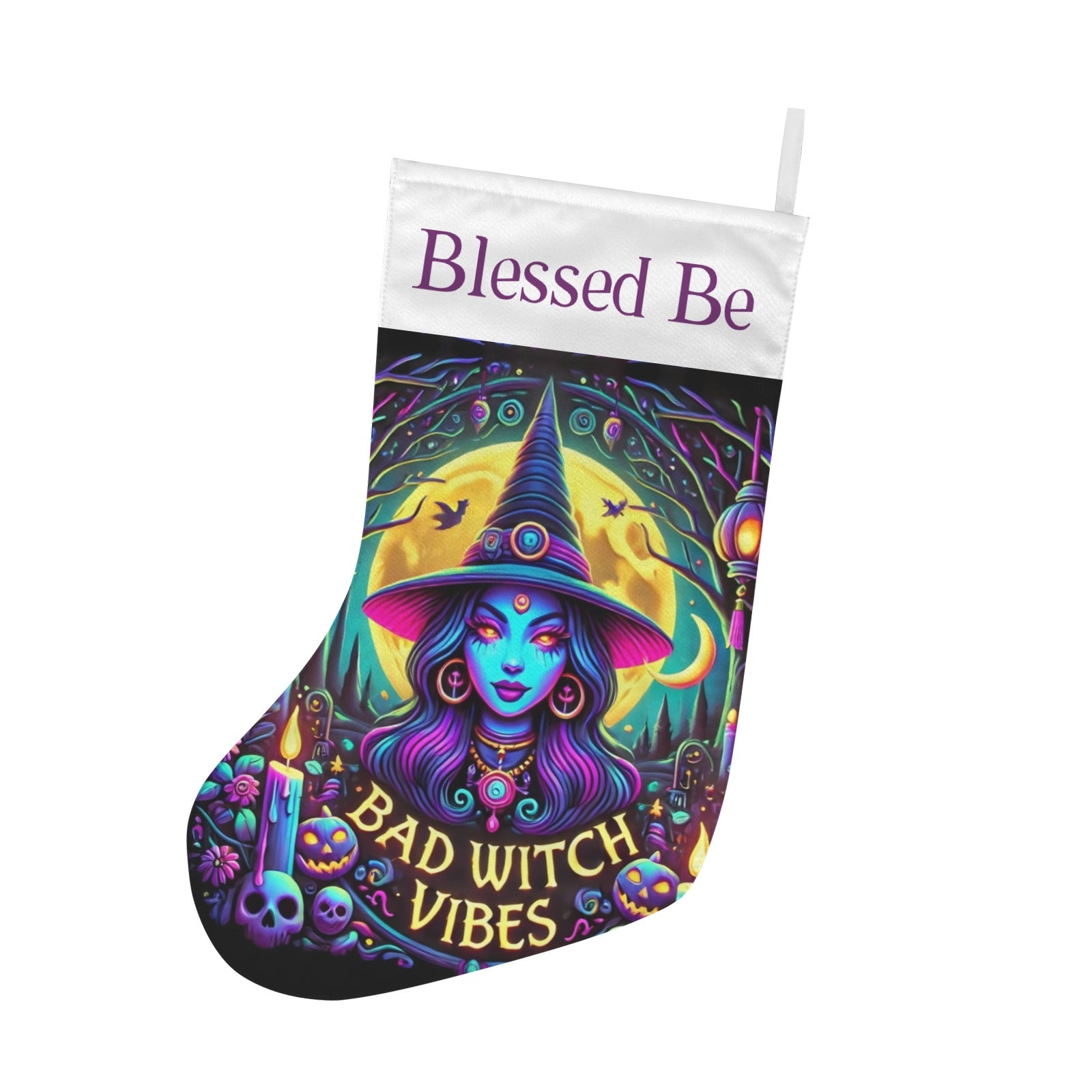 Gothic Witch Christmas Stocking for Yule Decorations-MoonChildWorld