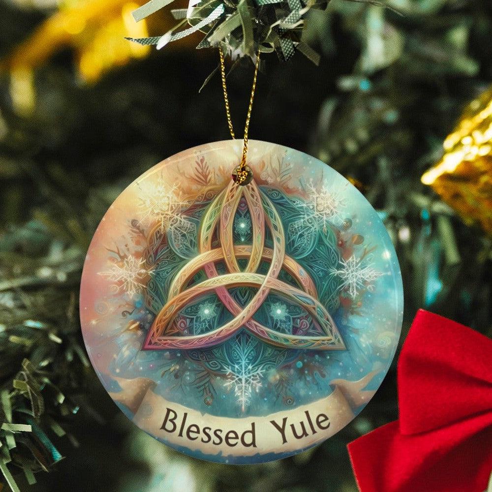 Celtic Triquetra Ceramic Christmas Ornament for Yule Tree Decorations-MoonChildWorld