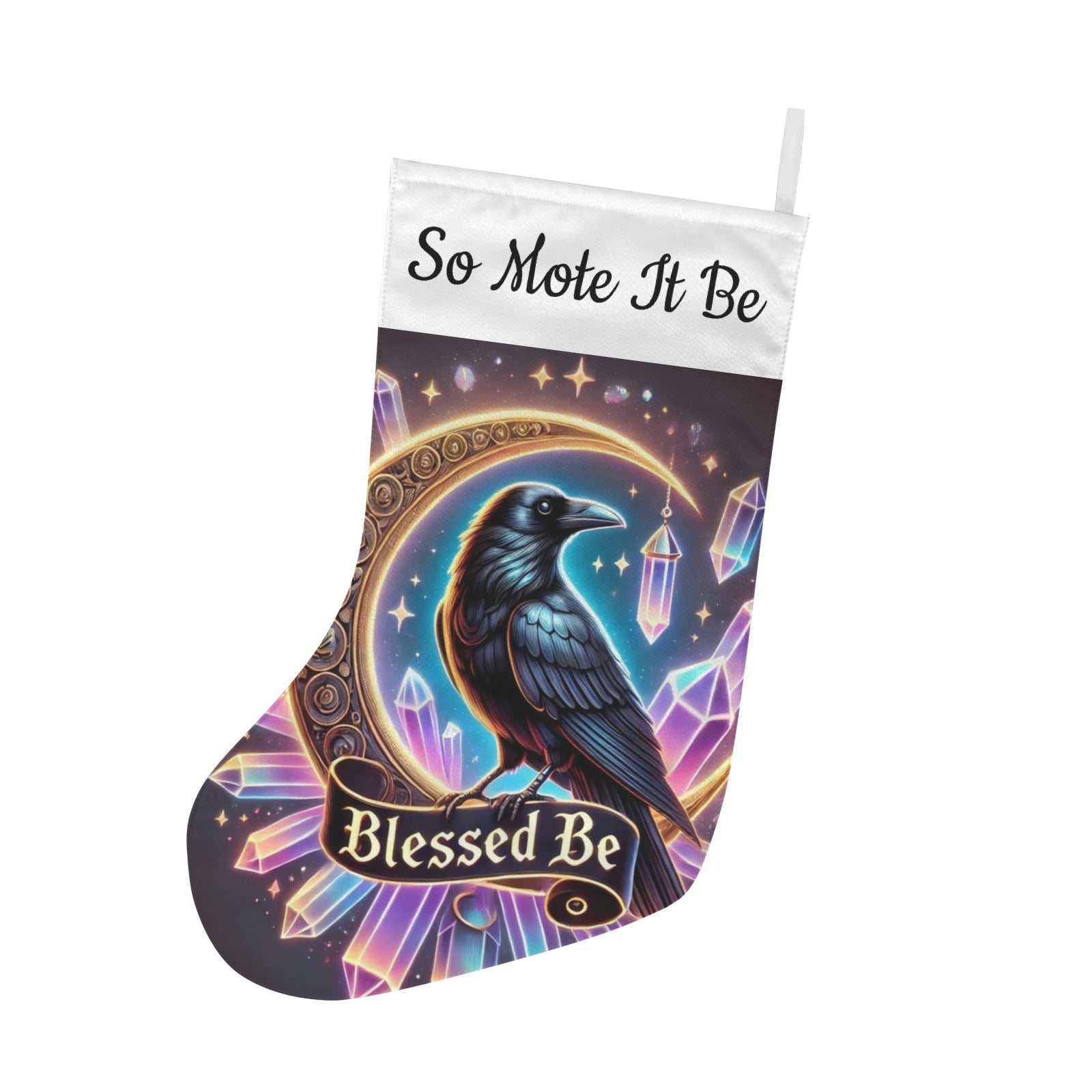 Moon Gothic Raven Witch Crow Christmas Stocking for Yule Decorations-MoonChildWorld