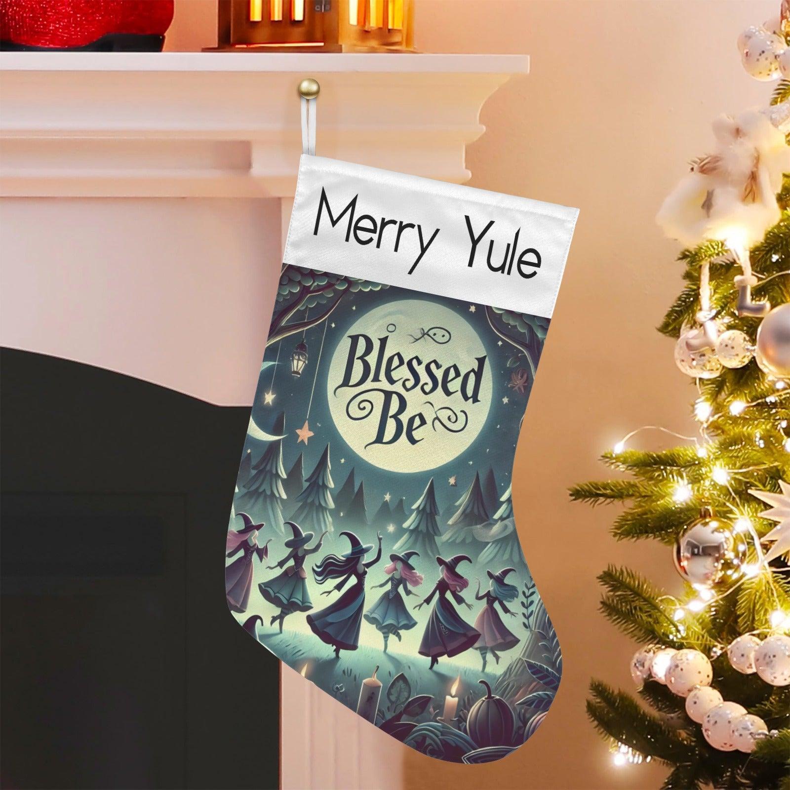 Moonlit Witch Blessed Yule Wicca Christmas Stocking for Yule Decorations-MoonChildWorld