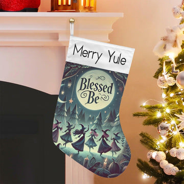 Moonlit Witch Blessed Yule Wicca Christmas Stocking for Yule Decorations-MoonChildWorld