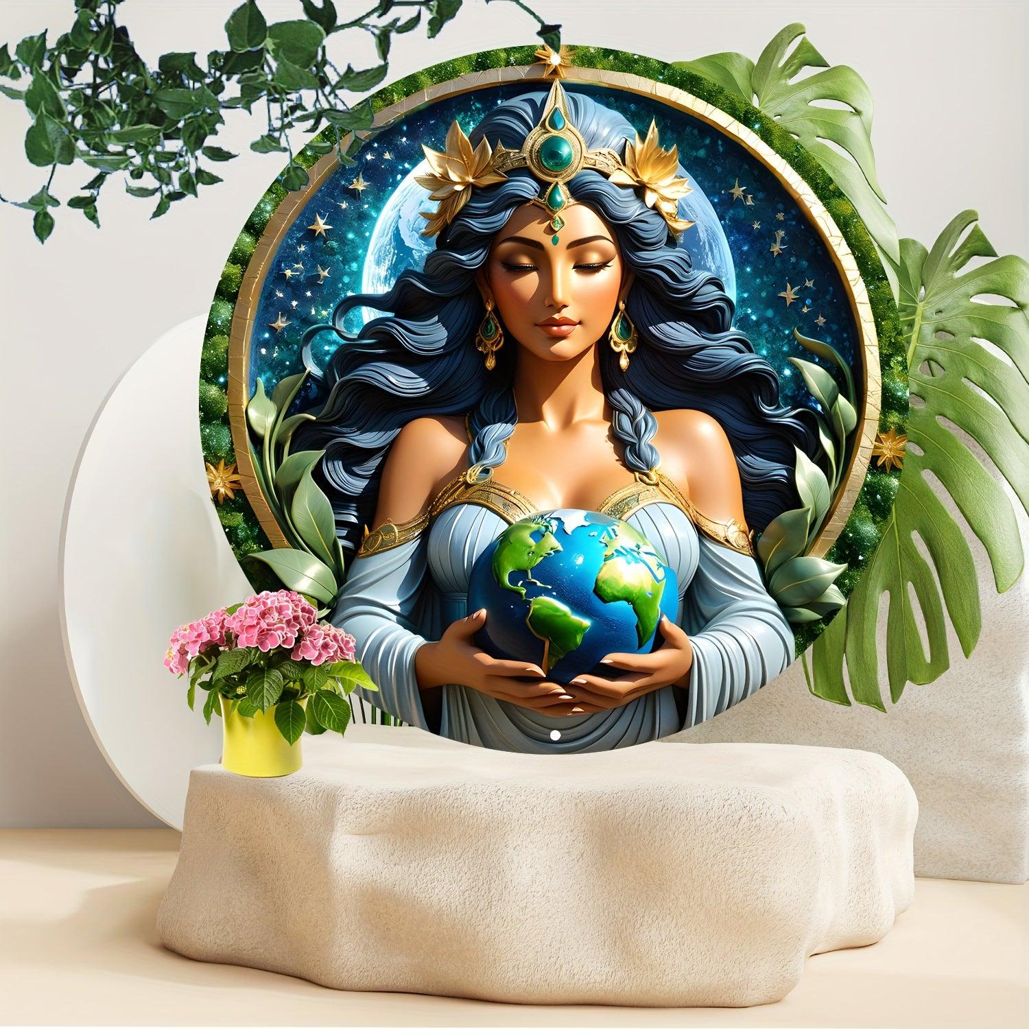 Gaia Goddess Earth Metal Sign Mother Earth Wall Art-MoonChildWorld