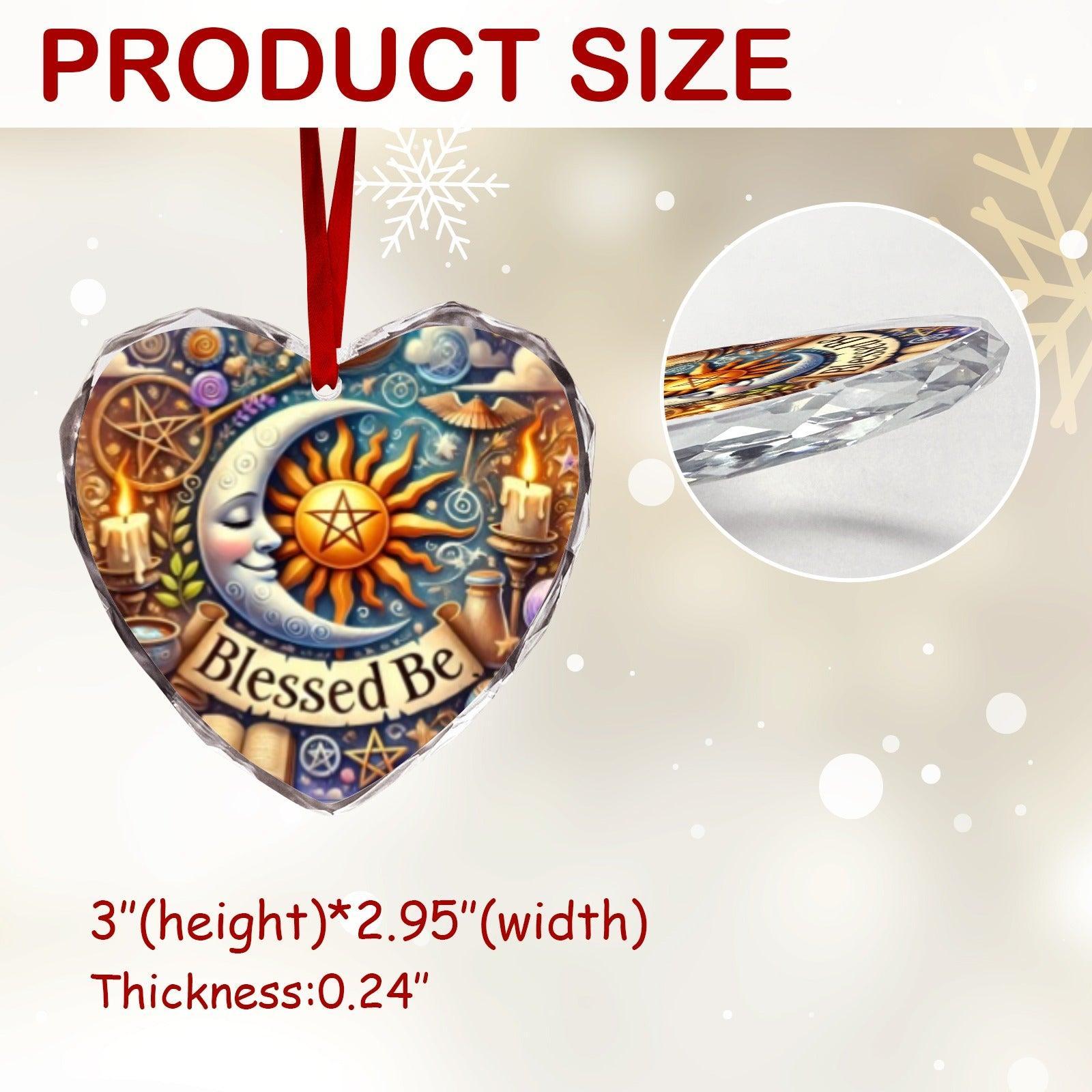Cestial Sun Moon Pagan Wicca Yule Heart-Shaped Crystal Glass Ornament-MoonChildWorld