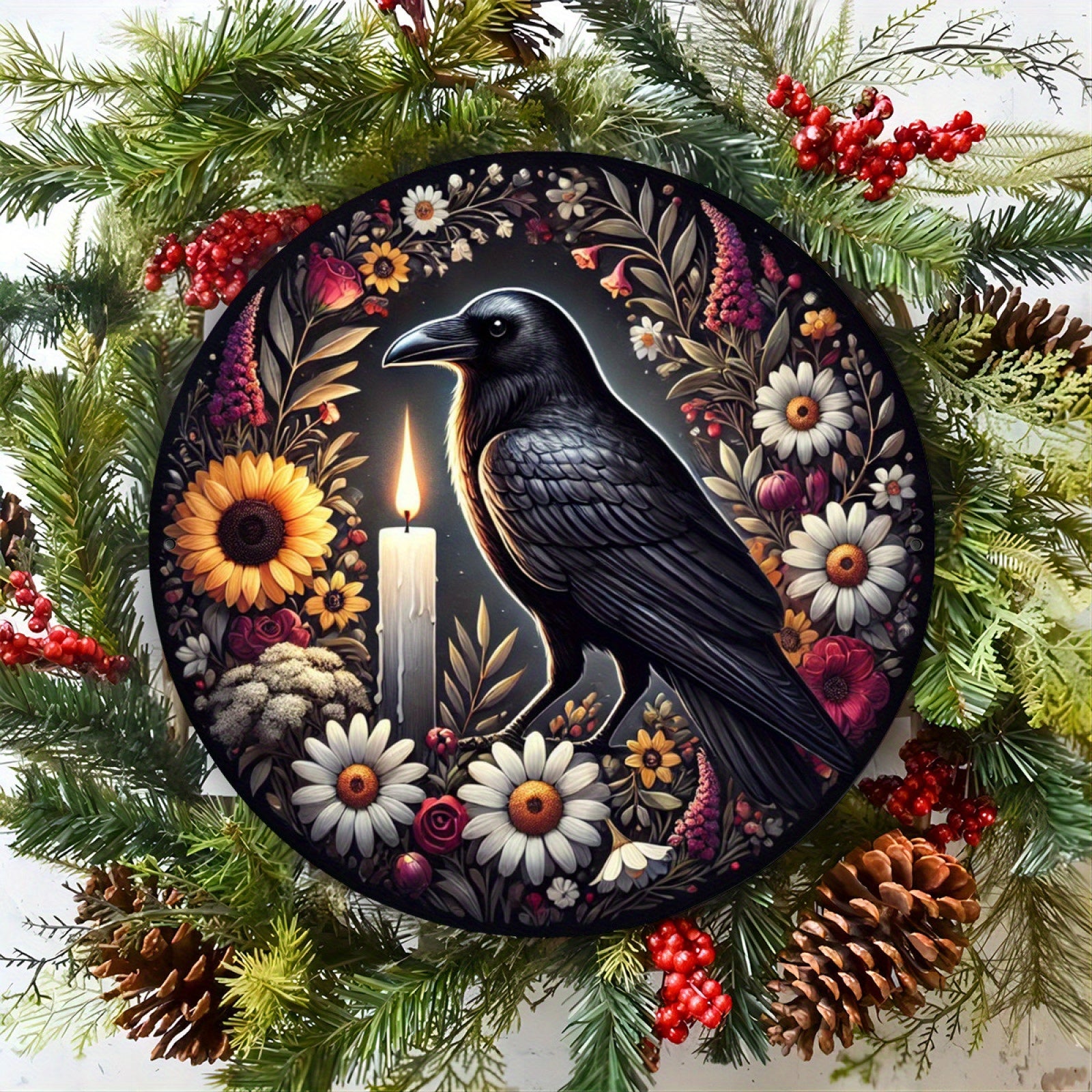 Dark Crow Metal Wall Art Black Raven Metal Sign for Witchy Christmas Decor-MoonChildWorld