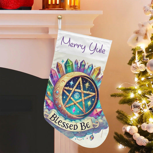 Wicca Moon Pentacle Pagan Christmas Stocking for Yule Decorations