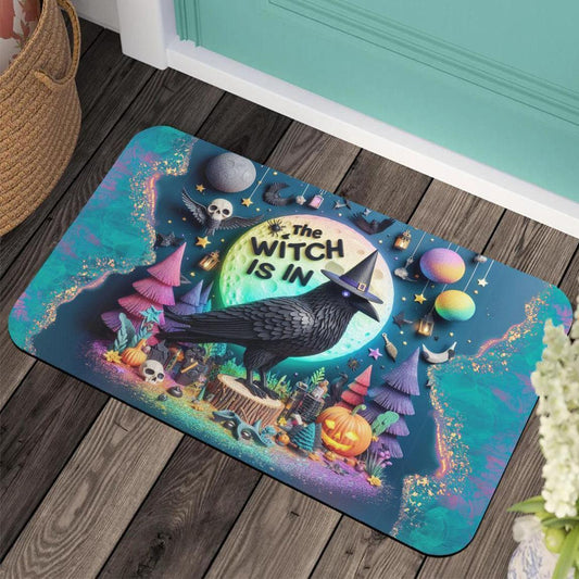 Witchy Raven Doormat Gothic Crow Doormat for Halloween