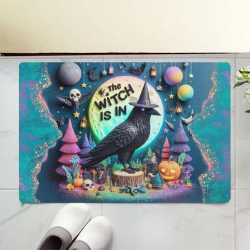 Witchy Raven Doormat Gothic Crow Doormat for Halloween