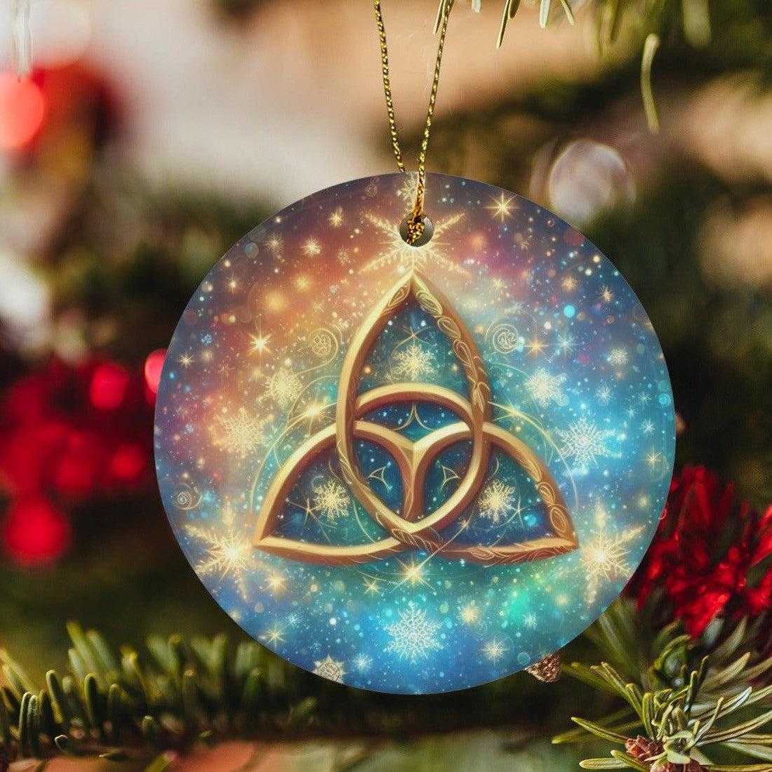 Celtic Triquetra Ceramic Christmas Ornament for Yule Tree Decorations-MoonChildWorld