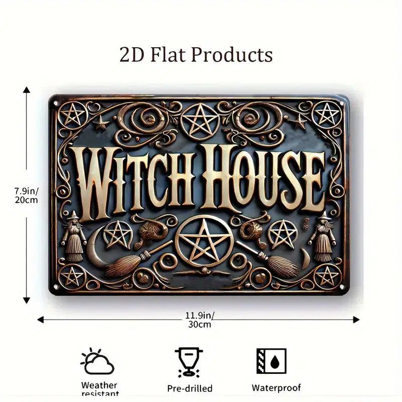 Witch House Metal Sign Witch Gothic Wall Decor Halloween Welcome Sign-MoonChildWorld