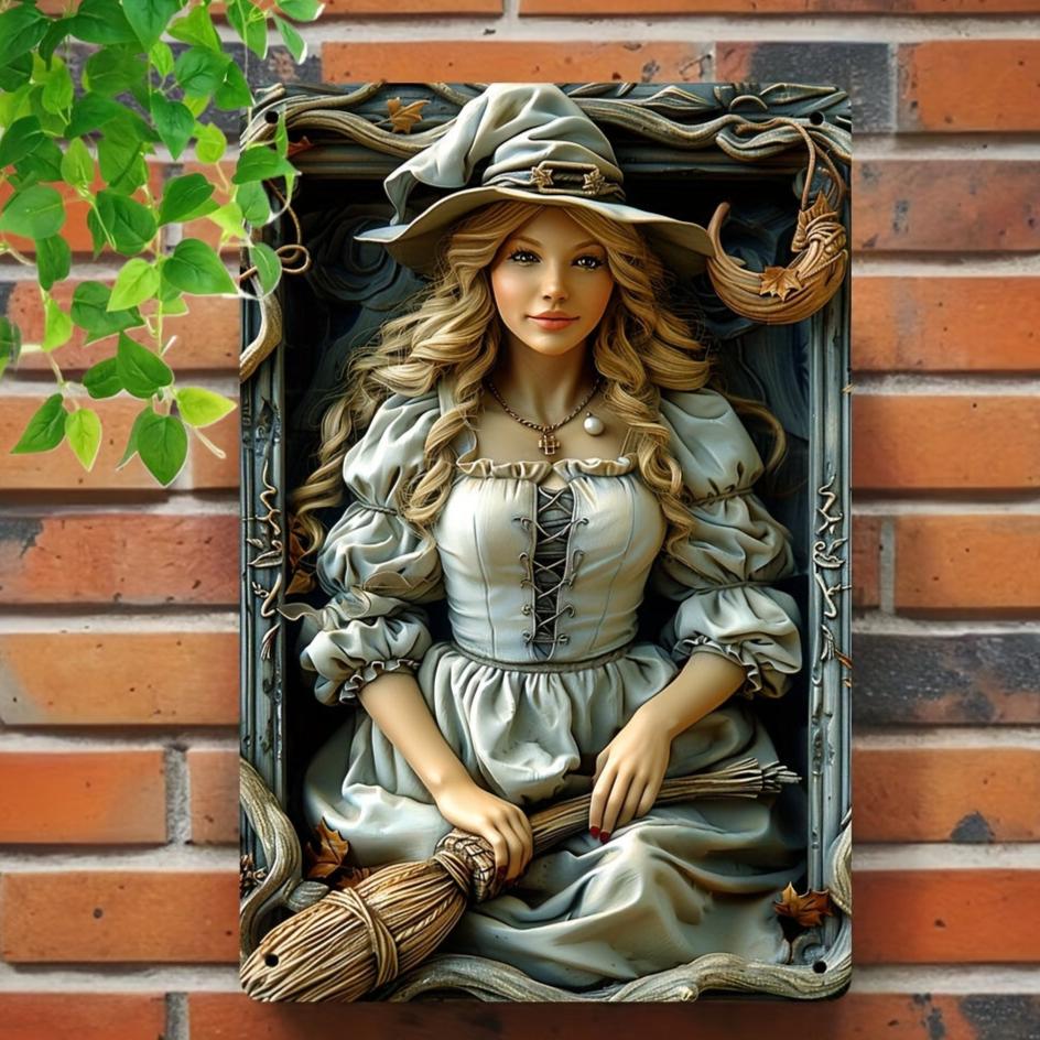 White Witch Wall Art Witchy Metal Sign Wicca Home Decor-MoonChildWorld