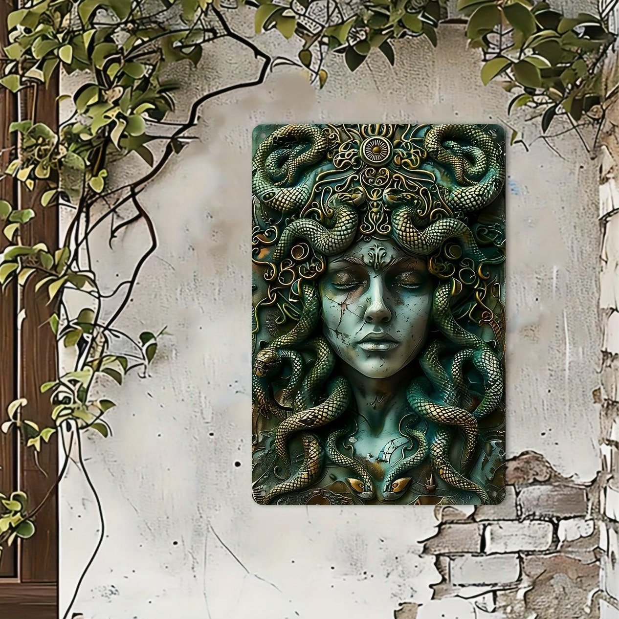 Vintage Medusa Aluminum Wall Sign Medusa Metal Sign Greek Mythology Decor-MoonChildWorld