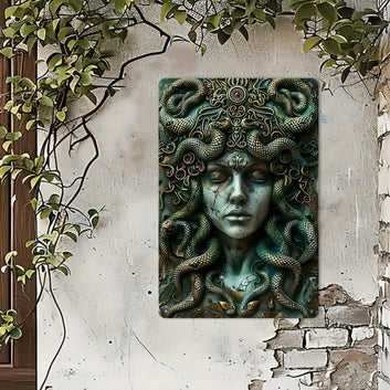 Vintage Medusa Aluminum Wall Sign Medusa Metal Sign Greek Mythology Decor