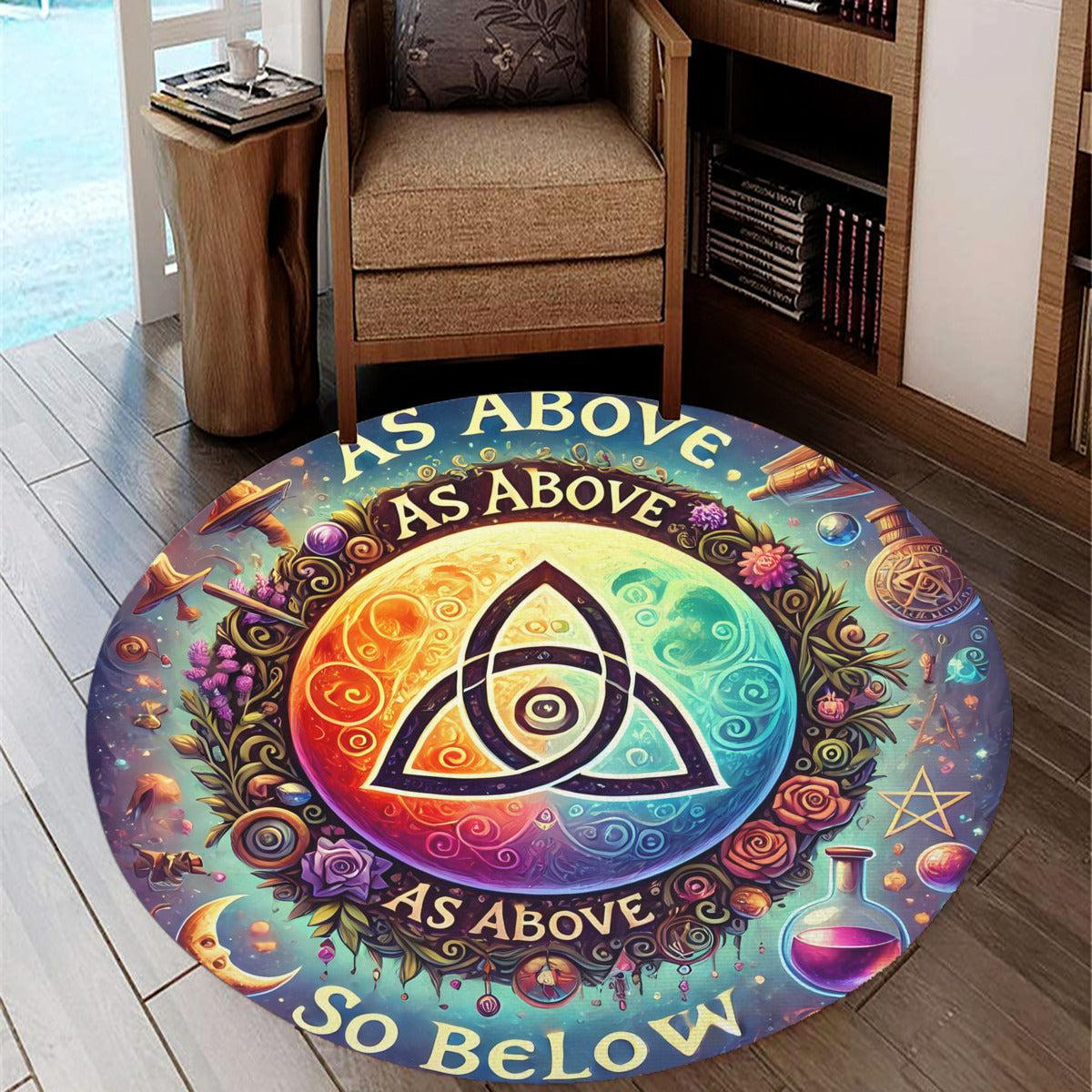 Celtic Triquetra Wicca Round Rug Spiritual Carpet for Pagan Home Decor-MoonChildWorld