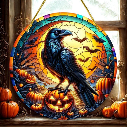 Gothic Crow Suncatcher Black Raven Window Hanging For Halloween Decorations