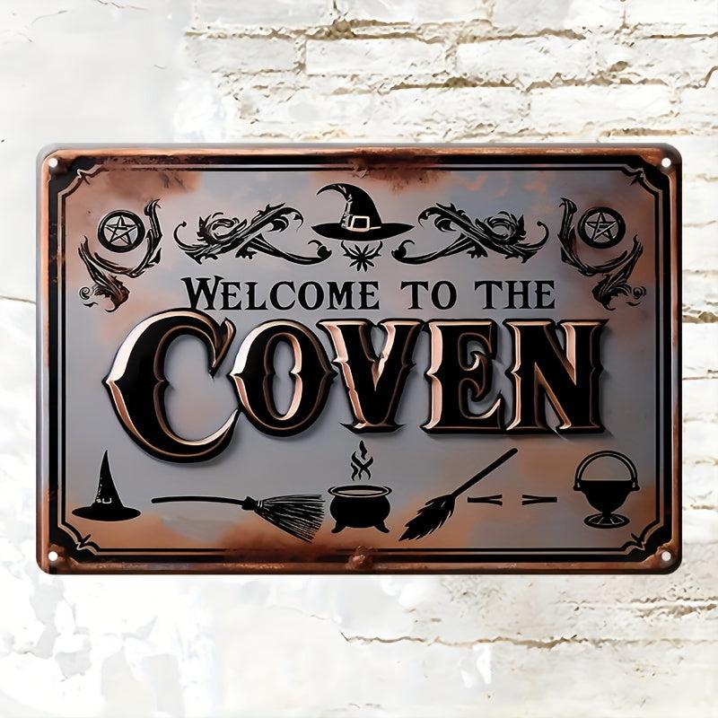 Welcome to the Coven Metal Sign Witch Wall Decor Halloween Welcome Sign-MoonChildWorld