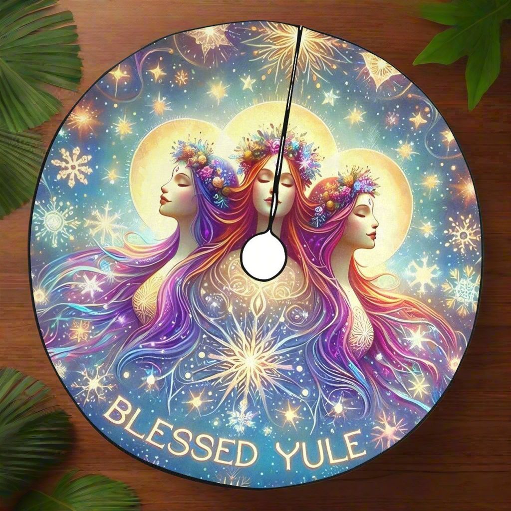 Pagan Triple Goddess Christmas Tree Skirt Hecate Goddess Yule Tree Skirt-MoonChildWorld