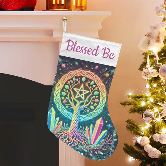 Spirit Celtic Tree of Life Pagan Christmas Stocking for Yule Decorations