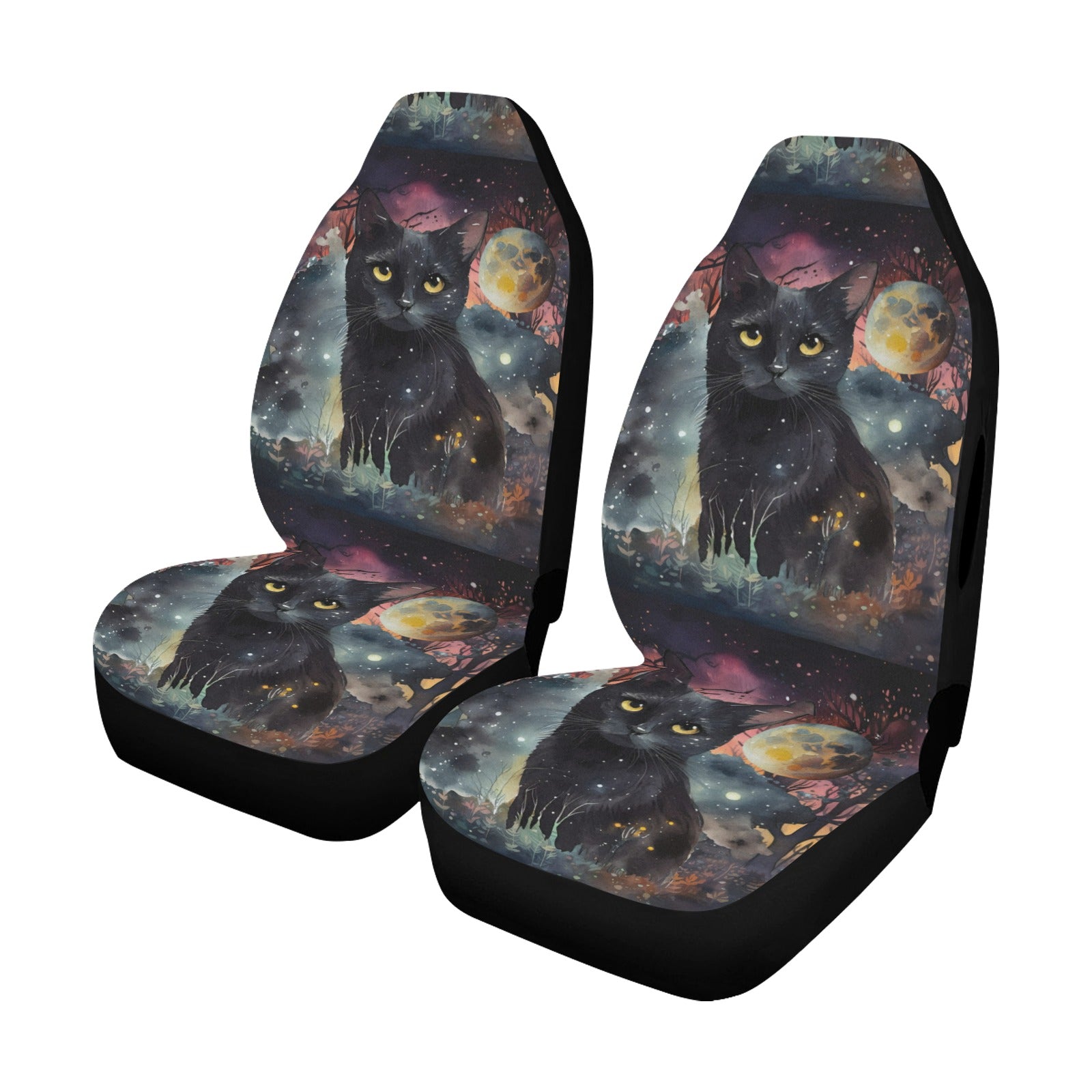 Moon Black Cat Halloween Gothic Car Seat Cover-MoonChildWorld