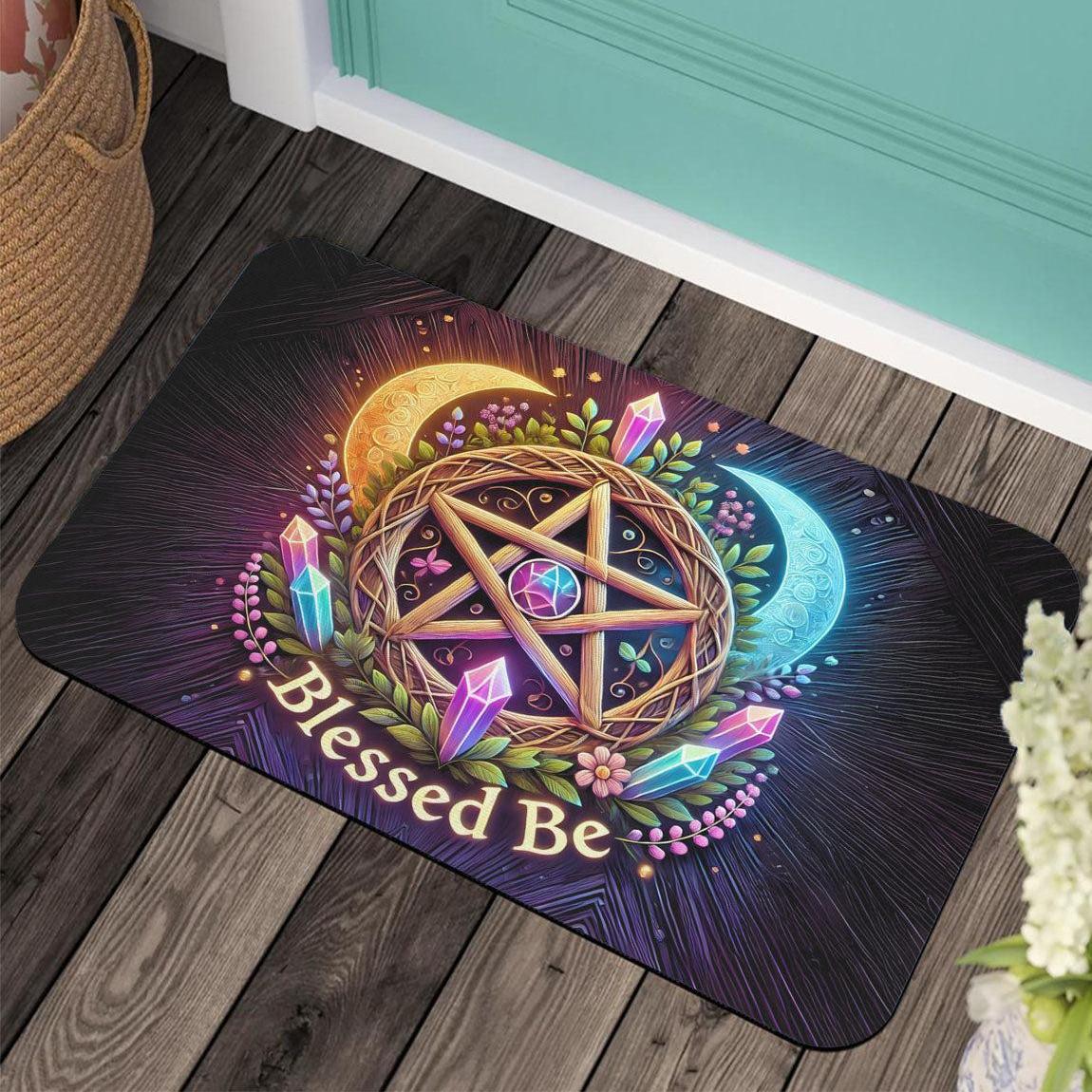 Crystal Moon Pentacle Doormat for Wiccan Pagan Decor-MoonChildWorld